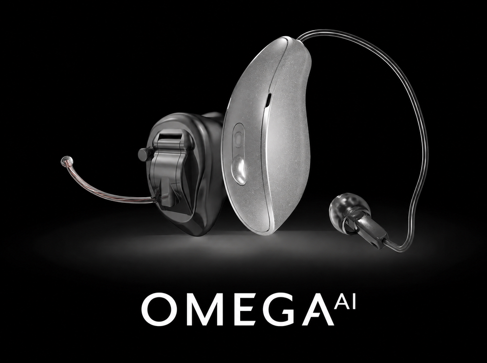 Starkey Omega AI hearing aids in custom in-ear and receiver-in-canal styles, one of the brands fitted at Optimum Audiology in Apple Valley, CA